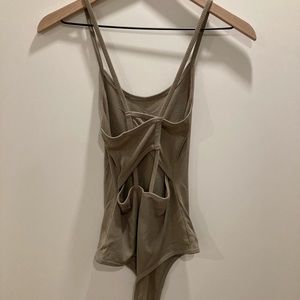 Olive Green Criss Cross Back Bodysuit